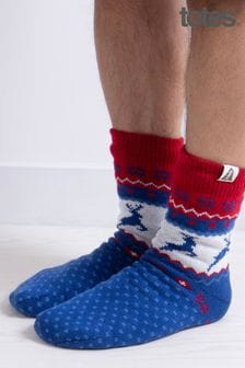 Totes Blue Mens Sherpa Lined Fair Isle Slipper Socks (462892) | 28 €