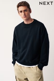 Black Oversized Jersey Cotton Rich Crew Sweatshirt (462898) | $40