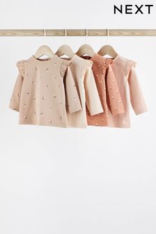 Rust Brown/Cream Baby Long Sleeve Tops 4 Pack (462951) | SGD 36 - SGD 39