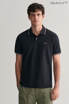 Schwarz - Gant Piqué-Polo-Shirt mit Zierstreifen (463174) | 109 €