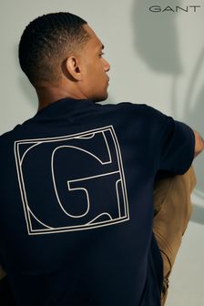 Blau - Gant T-Shirt mit Logografik hinten (463293) | 70 €