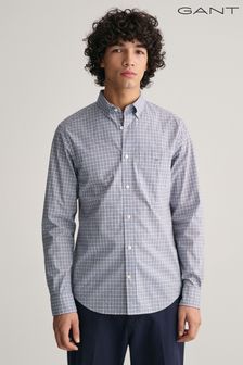 Albastru - Gant Regular Fit Micro Checked Poplin Shirt (463313) | 567 LEI