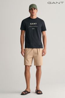 Кремовый - хлопковые шорты с поясом на завязке и логотипом Gant (463358) | €126