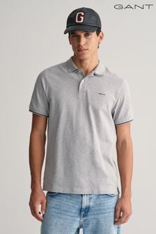 Grau - Gant Piqué-Polo-Shirt mit Zierstreifen (463361) | 109 €