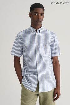 藍色 - Gant Regular Fit Striped Cotton Linen Shirt (463445) | NT$4,430