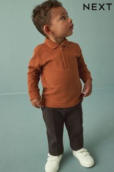 Brown - Long Sleeve Pique Polo And Joggers Set (3mths-7yrs) (463455) | kr290 - kr360