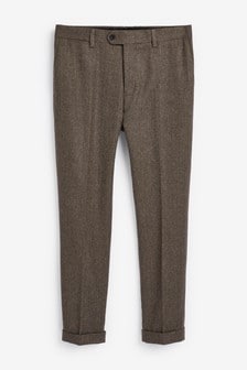 Brown Skinny Fit Herringbone Suit: Trousers (463476) | €13