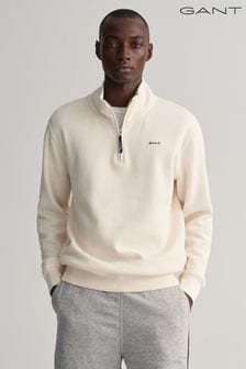 乳白色 - Gant Waffle Textured Half Zip Sweatshirt (463741) | NT$5,830