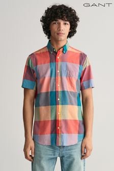 Pomarańczowy - Gant Regular Fit Madras Short Sleeve Shirt (463748) | 600 zł