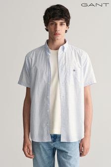 藍色 - Gant Regular Fit Gingham Poplin Short Sleeve Shirt (463793) | NT$4,200