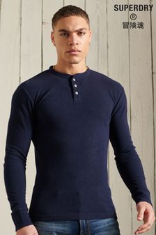 Superdry Organic Cotton Long Sleeve Waffle Henley Top (463847) | ₪ 98