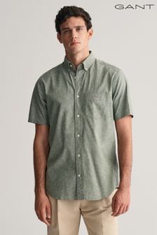 أخضر - قميص قطن كتان تلبيس قياسي بكم قصير من Gant (463923) | 606 ر.س