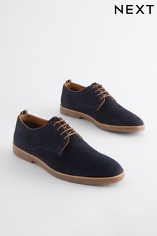 Navy Suede Derby Shoes (463992) | $87