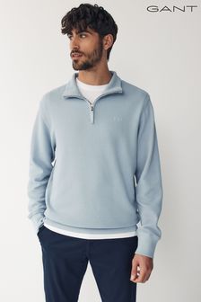 淡藍色 - Gant Waffle Textured Half Zip Sweatshirt (464238) | NT$5,830