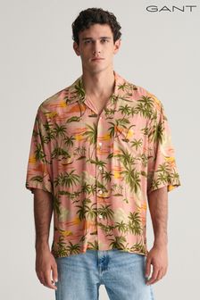 GANT Pink Relaxed Fit Hawaiian Print Short Sleeve Shirt