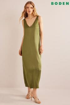 Зеленый - Атласное платье-комбинация макси Boden (464548) | €89