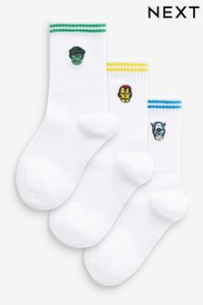 Marvel White Ground Ribbed Socks 3 Pack (464565) | SGD 21 - SGD 24