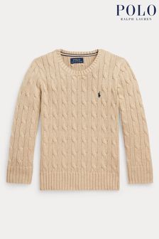 Chłopięcy sweter Polo Ralph Lauren z warkoczowym splotem w naturalnym odcieniu (464698) | 330 zł - 362 zł