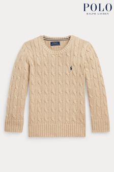 Polo Ralph Lauren Boys Natural Cable Knit Logo Jumper (464698) | €60 - €65