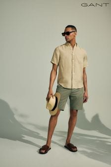 GANT Regular Fit Garment-Dyed Linen Short Sleeve Shirt