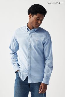 Голубой - Оксфордская приталенная рубашка в клетку Gant (465293) | €50