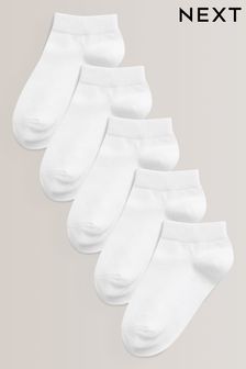 White 5 Pack Cotton Rich Trainer Socks (465897) | HK$48 - HK$57