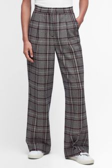 Barbour® Grey Adela Check Wool Blend Trousers (465954) | $339