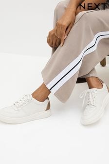 White Signature Leather Retro Lace Up Trainers (465984) | $85