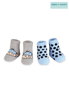 aden + anais Blue Monkey Spot Cozy Booties Two Pack Gift Set (466127) | €20