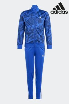 adidas Blue Sportswear Essentials Allover Print Kids Tracksuit (466477) | ₪ 226