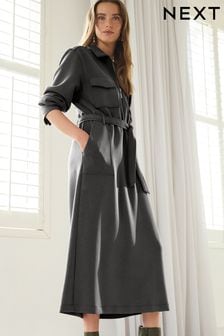 Charcoal Grey Long Sleeve Shirt Dress (466487) | $68