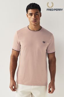 Rosa - Fred Perry T-Shirt mit doppeltem Streifen und Logo (466652) | 76 €