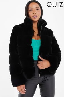 Quiz Black Faux Fur Short Jacket (466753) | OMR31