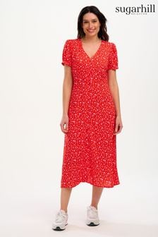 Sugarhill Brighton Red Scatter Print Margaret Midi Tea Dress (467478) | 217 zł