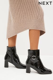 Black Forever Comfort® Square Toe Heeled Ankle Boots (467802) | €65