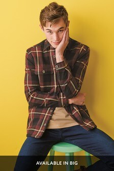 Check Borg Lined Twin Pocket Shacket