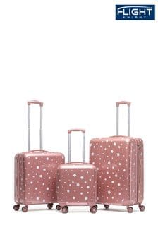 Розовое золото/белые звезды - Набор черных чемоданов и ручной клади в клетку Flight Knight из 3 больших чемоданов для ручной клади Flight Knight (468430) | €199