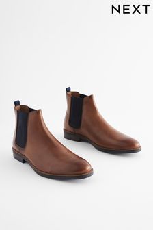 Tan Brown Leather Chelsea Boots (468480) | $90