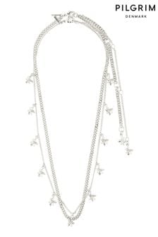 Silber - Pilgrim Riko Halsketten aus Recycling-Material mit Blumenanhängern, 2-in-1-Set (468593) | 54 €