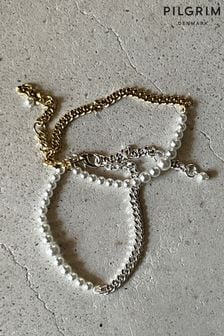 PILGRIM Silver RELANDO Beaded Bracelet with Glass Pearls (468594) | AED194