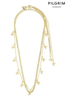 Gold - Pilgrim Riko Halsketten aus Recycling-Material mit Blumenanhängern, 2-in-1-Set (468799) | 54 €