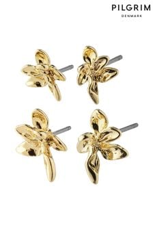 PILGRIM Gold RIKO Recycled Stud Earrings 2-in-1 Set (468808) | 179 SAR