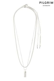 PILGRIM Silver STAR Recycled Necklace, 2-In-1 Set, 1 With Crystals On The Side (468938) | €48