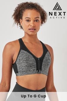 Grey Marl Next Active Sports High Impact Zip Front Bra (469006) | TRY 328