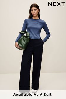 Темно-синий - Широкие брюки в стиле милитари из саржи (469282) | €47