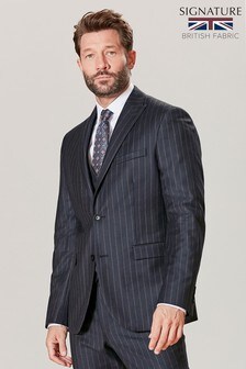 Navy Tailored Fit Signature Stripe Suit: Jacket (470243) | €55