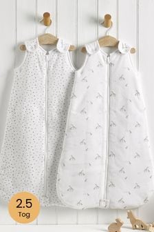 2 Pack Cream Gentle Giraffe 100% Cotton 2.5 Tog Sleep Bags (470866) | KRW59,700 - KRW71,700