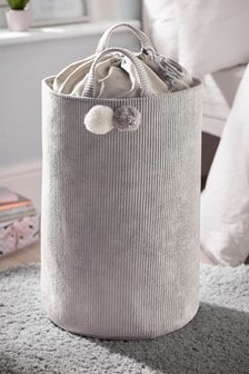 Grey Pom Pom Cord Laundry Bag (470875) | $39