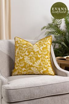Evans Lichfield Yellow Chatsworth Topiary Country Floral Piped Cushion