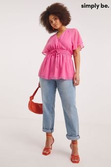 Розовая блузка с рукавами клеш Simply Be Georgette (472090) | €17